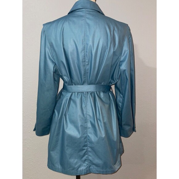 London Fog Women's Size 16 Vintage Blue Trench Coat made in USA - Picture 8 of 11